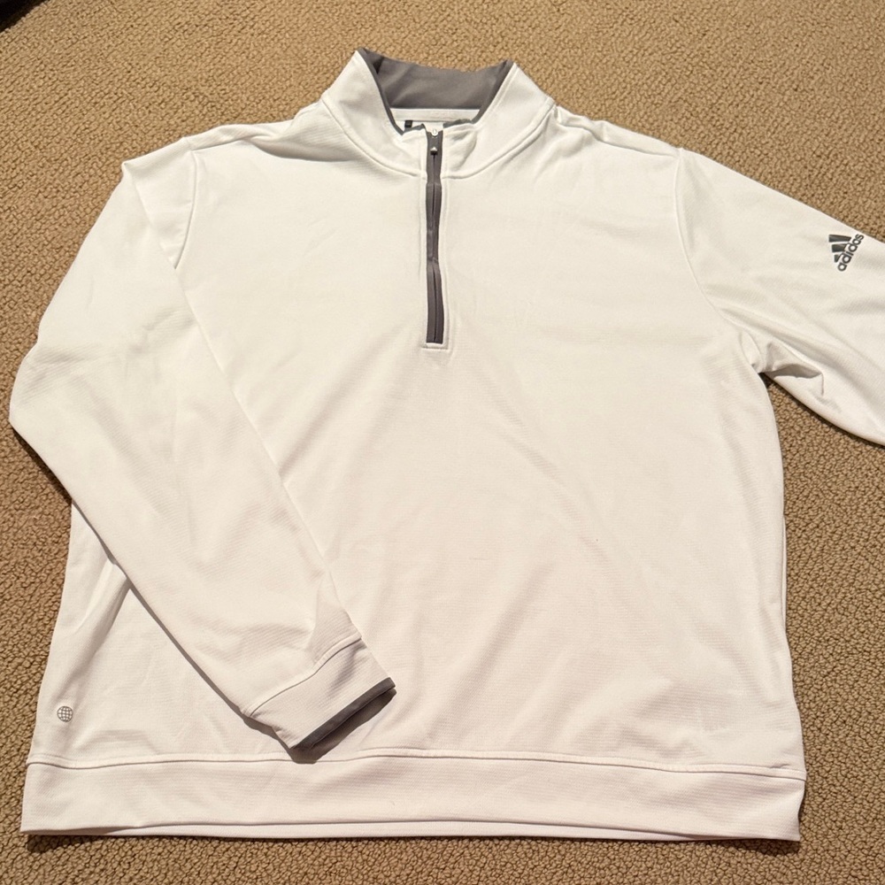 Adidas White and Gray lightweight athletic gold Quarter-Zip men’s xl